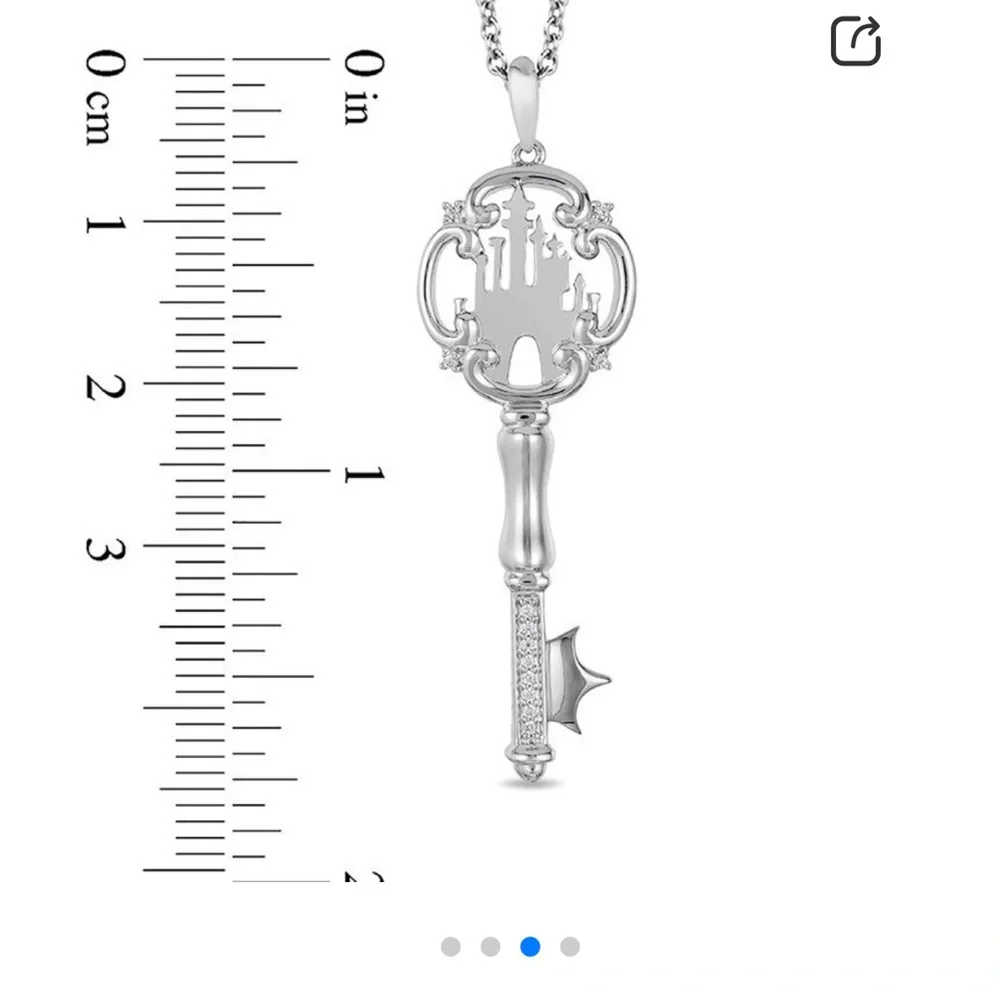 Disney Enchanted Fine Jewelry Castle Key Necklace-sterling silver, diamond - Picture 8 of 10